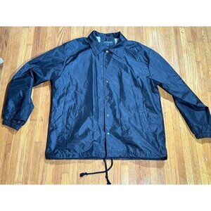 Black Renegade Men's Water Resistant Button Up Windbreaker Coach Jacket Size L